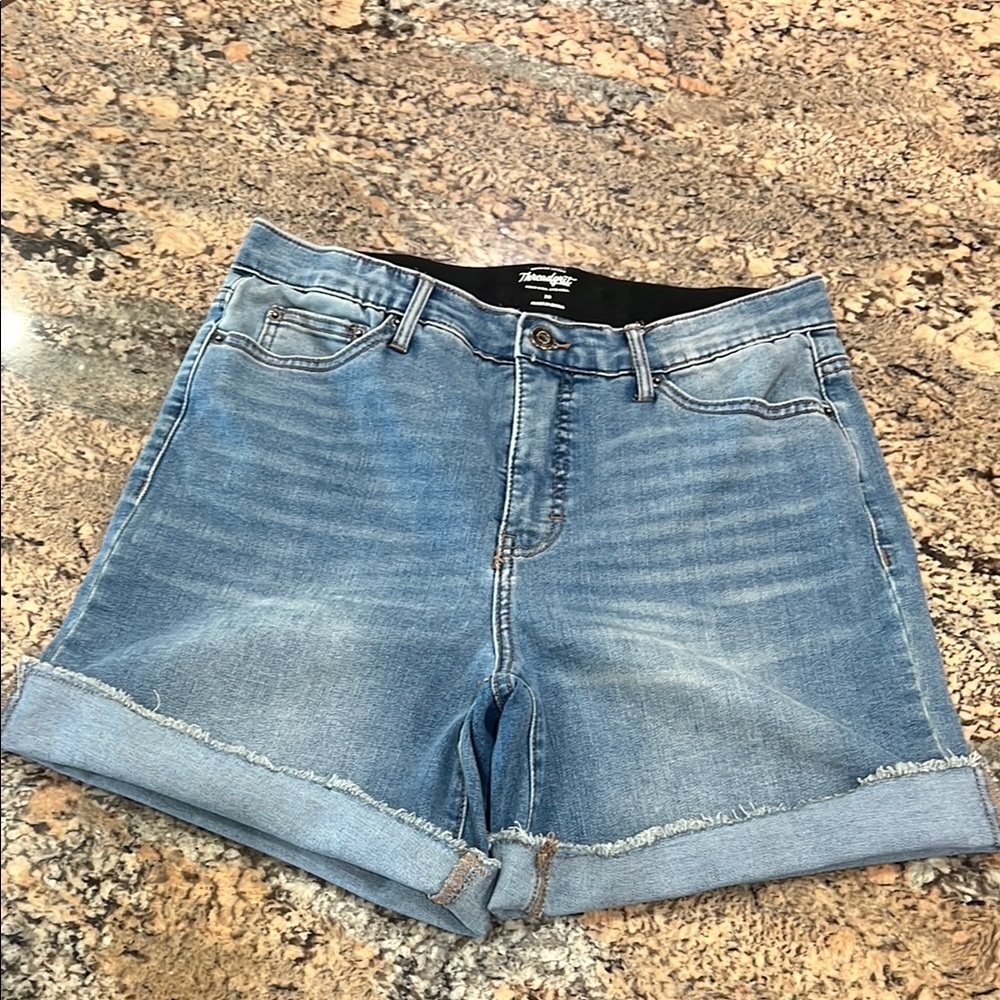 Women’s Light Blue Denim Cuffed Jean Shorts